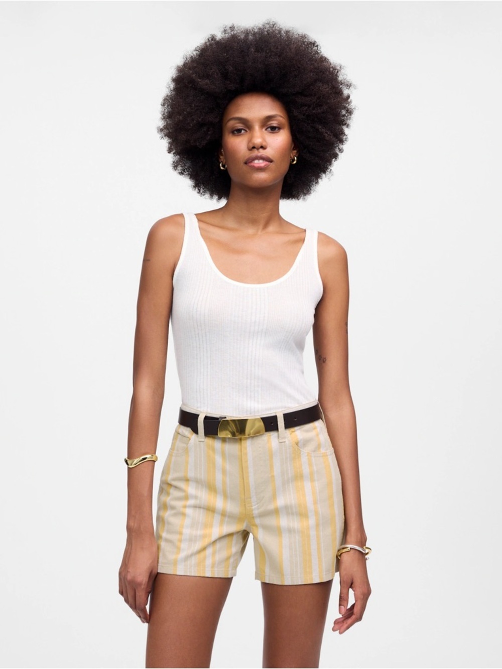 Madewell Rumpled Cotton Twill  Striped Shorts Size 27